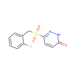 O=c1ccc(S(=O)(=O)Cc2ccccc2F)n[nH]1 ZINC000011536208