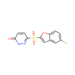 O=c1ccc(S(=O)(=O)c2cc3cc(Cl)ccc3o2)n[nH]1 ZINC000011536199