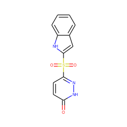 O=c1ccc(S(=O)(=O)c2cc3ccccc3[nH]2)n[nH]1 ZINC000011536174