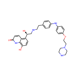 O=c1ccc2c([C@@H](O)CNCCc3ccc(Nc4ccc(OCCN5CCNCC5)cc4)cc3)ccc(O)c2[nH]1 ZINC000114575264