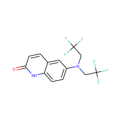 O=c1ccc2cc(N(CC(F)(F)F)CC(F)(F)F)ccc2[nH]1 ZINC000014968488