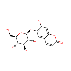 O=c1ccc2cc(O[C@@H]3O[C@H](CO)[C@@H](O)[C@H](O)[C@H]3O)c(O)cc2o1 ZINC000003860441