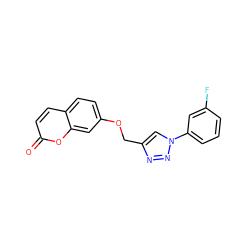 O=c1ccc2ccc(OCc3cn(-c4cccc(F)c4)nn3)cc2o1 ZINC000473112601