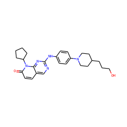 O=c1ccc2cnc(Nc3ccc(N4CCC(CCCO)CC4)cc3)nc2n1C1CCCC1 ZINC000013641475