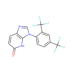 O=c1ccc2ncn(-c3ccc(C(F)(F)F)cc3C(F)(F)F)c2[nH]1 ZINC000118266086