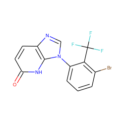 O=c1ccc2ncn(-c3cccc(Br)c3C(F)(F)F)c2[nH]1 ZINC000118269817