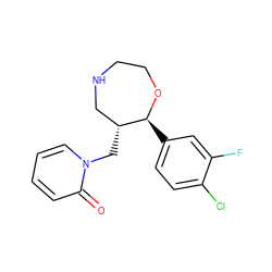 O=c1ccccn1C[C@@H]1CNCCO[C@H]1c1ccc(Cl)c(F)c1 ZINC000115734977