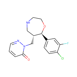 O=c1cccnn1C[C@@H]1CNCCO[C@H]1c1ccc(Cl)c(F)c1 ZINC000115737981