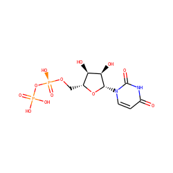 O=c1ccn([C@@H]2O[C@H](CO[P@@](=O)(O)OP(=O)(O)O)[C@@H](O)[C@H]2O)c(=O)[nH]1 ZINC000004490939