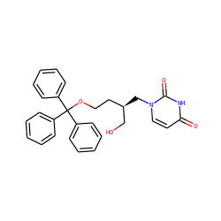 O=c1ccn(C[C@@H](CO)CCOC(c2ccccc2)(c2ccccc2)c2ccccc2)c(=O)[nH]1 ZINC000035902644