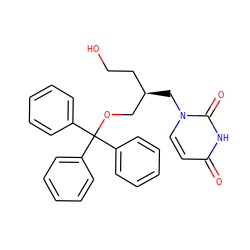 O=c1ccn(C[C@H](CCO)COC(c2ccccc2)(c2ccccc2)c2ccccc2)c(=O)[nH]1 ZINC000036185096