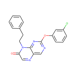 O=c1cnc2cnc(Oc3cccc(Cl)c3)nc2n1CCc1ccccc1 ZINC000004238552