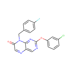 O=c1cnc2cnc(Oc3cccc(Cl)c3)nc2n1Cc1ccc(F)cc1 ZINC000004238369