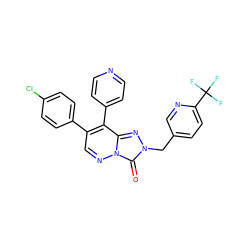 O=c1n(Cc2ccc(C(F)(F)F)nc2)nc2c(-c3ccncc3)c(-c3ccc(Cl)cc3)cnn12 ZINC000072317616