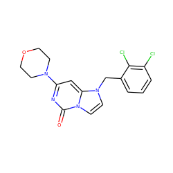 O=c1nc(N2CCOCC2)cc2n(Cc3cccc(Cl)c3Cl)ccn12 ZINC000073298056