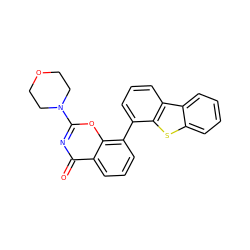 O=c1nc(N2CCOCC2)oc2c(-c3cccc4c3sc3ccccc34)cccc12 ZINC000653813192