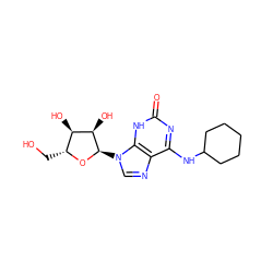 O=c1nc(NC2CCCCC2)c2ncn([C@H]3O[C@H](CO)[C@@H](O)[C@H]3O)c2[nH]1 ZINC000049019633