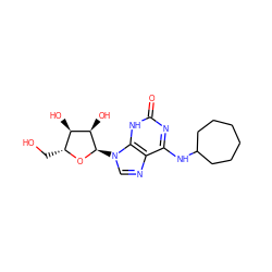 O=c1nc(NC2CCCCCC2)c2ncn([C@H]3O[C@H](CO)[C@@H](O)[C@H]3O)c2[nH]1 ZINC000049017833