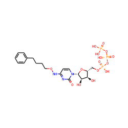 O=c1nc(NOCCCCc2ccccc2)ccn1[C@@H]1O[C@H](CO[P@@](=O)(O)O[P@@](=O)(O)OP(=O)(O)O)[C@@H](O)[C@H]1O ZINC000169340923