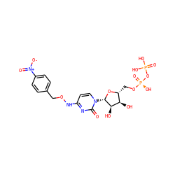 O=c1nc(NOCc2ccc([N+](=O)[O-])cc2)ccn1[C@@H]1O[C@H](CO[P@@](=O)(O)OP(=O)(O)O)[C@@H](O)[C@H]1O ZINC000169328391