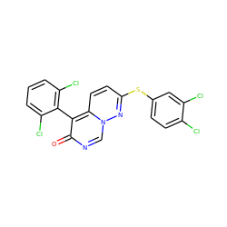 O=c1ncn2nc(Sc3ccc(Cl)c(Cl)c3)ccc2c1-c1c(Cl)cccc1Cl ZINC000013864339