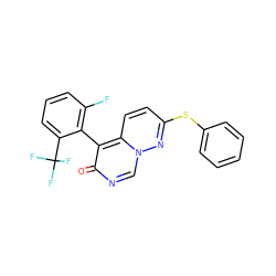 O=c1ncn2nc(Sc3ccccc3)ccc2c1-c1c(F)cccc1C(F)(F)F ZINC000084615697