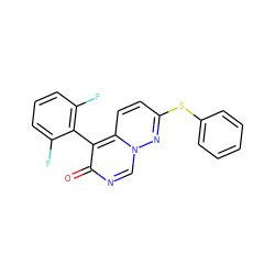 O=c1ncn2nc(Sc3ccccc3)ccc2c1-c1c(F)cccc1F ZINC000084615699