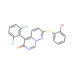 O=c1ncn2nc(Sc3ccccc3O)ccc2c1-c1c(Cl)cccc1Cl ZINC000013864349