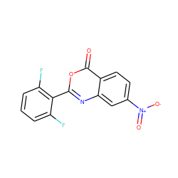 O=c1oc(-c2c(F)cccc2F)nc2cc([N+](=O)[O-])ccc12 ZINC000038881292