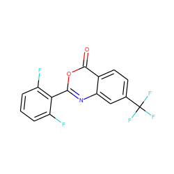 O=c1oc(-c2c(F)cccc2F)nc2cc(C(F)(F)F)ccc12 ZINC000114838884