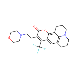 O=c1oc2c3c4c(cc2c(C(F)(F)F)c1CCN1CCOCC1)CCCN4CCC3 ZINC000002278505