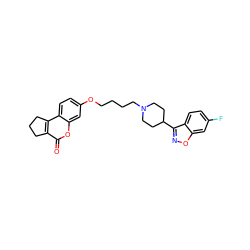 O=c1oc2cc(OCCCCN3CCC(c4noc5cc(F)ccc45)CC3)ccc2c2c1CCC2 ZINC000103268612