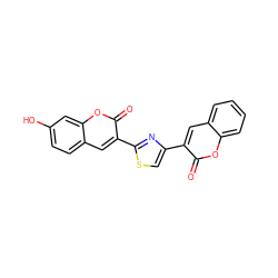 O=c1oc2ccccc2cc1-c1csc(-c2cc3ccc(O)cc3oc2=O)n1 ZINC000003658930