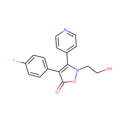 O=c1on(CCO)c(-c2ccncc2)c1-c1ccc(F)cc1 ZINC000029055423