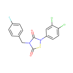 O=c1sn(-c2ccc(Cl)c(Cl)c2)c(=O)n1Cc1ccc(F)cc1 ZINC000084724339