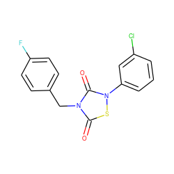 O=c1sn(-c2cccc(Cl)c2)c(=O)n1Cc1ccc(F)cc1 ZINC000084669667