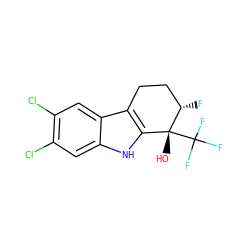 O[C@@]1(C(F)(F)F)c2[nH]c3cc(Cl)c(Cl)cc3c2CC[C@@H]1F ZINC000118631124