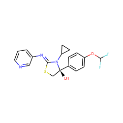 O[C@@]1(c2ccc(OC(F)F)cc2)CS/C(=N\c2cccnc2)N1C1CC1 ZINC000101741693