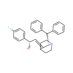 O[C@@H](/C=C1\C2CCN(CC2)[C@H]1C(c1ccccc1)c1ccccc1)c1ccc(F)cc1 ZINC000003791025