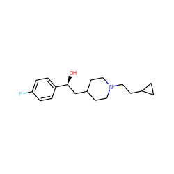 O[C@@H](CC1CCN(CCC2CC2)CC1)c1ccc(F)cc1 ZINC000013729952