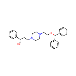 O[C@@H](CCN1CCN(CCOC(c2ccccc2)c2ccccc2)CC1)c1ccccc1 ZINC000019360476