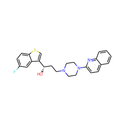 O[C@@H](CCN1CCN(c2ccc3ccccc3n2)CC1)c1csc2ccc(F)cc12 ZINC000095607490