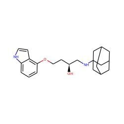 O[C@@H](CCOc1cccc2[nH]ccc12)CNC12CC3CC(CC(C3)C1)C2 ZINC000028823884