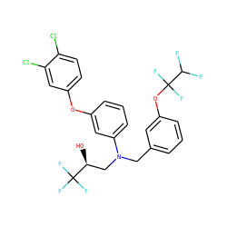 O[C@@H](CN(Cc1cccc(OC(F)(F)C(F)F)c1)c1cccc(Oc2ccc(Cl)c(Cl)c2)c1)C(F)(F)F ZINC000026277346