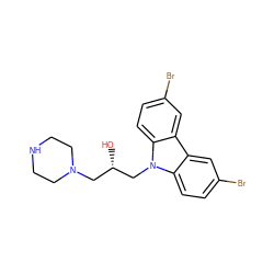 O[C@@H](CN1CCNCC1)Cn1c2ccc(Br)cc2c2cc(Br)ccc21 ZINC000019535056