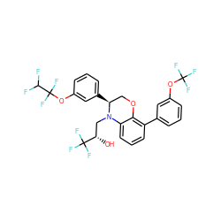 O[C@@H](CN1c2cccc(-c3cccc(OC(F)(F)F)c3)c2OC[C@@H]1c1cccc(OC(F)(F)C(F)F)c1)C(F)(F)F ZINC000049766464
