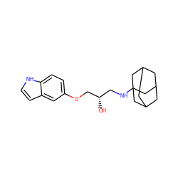 O[C@@H](CNC12CC3CC(CC(C3)C1)C2)COc1ccc2[nH]ccc2c1 ZINC000028823912