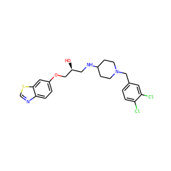 O[C@@H](CNC1CCN(Cc2ccc(Cl)c(Cl)c2)CC1)COc1ccc2ncsc2c1 ZINC000095561789