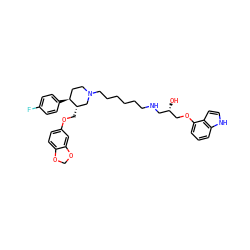 O[C@@H](CNCCCCCCN1CC[C@H](c2ccc(F)cc2)[C@@H](COc2ccc3c(c2)OCO3)C1)COc1cccc2[nH]ccc12 ZINC000027090020