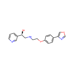 O[C@@H](CNCCOc1ccc(-c2cocn2)cc1)c1cccnc1 ZINC000049947018
